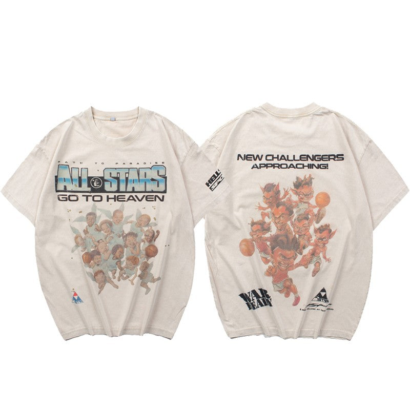 Loose men's and women's short sleeved tops