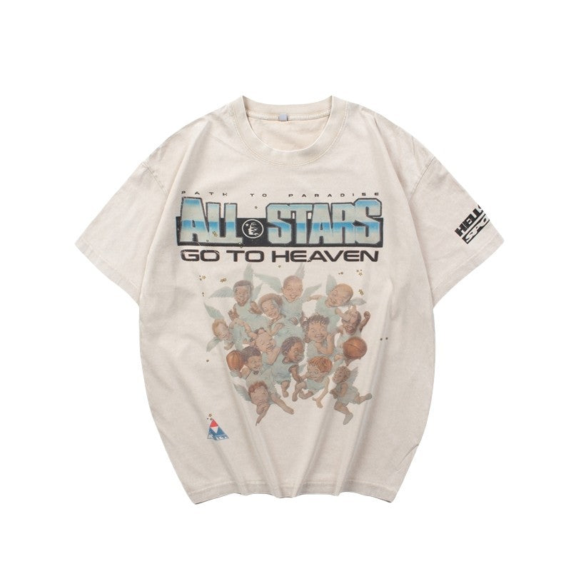 Loose men's and women's short sleeved tops